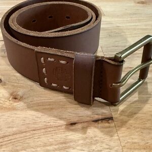 Timberland Tan Leather Belt with Brass Buckle